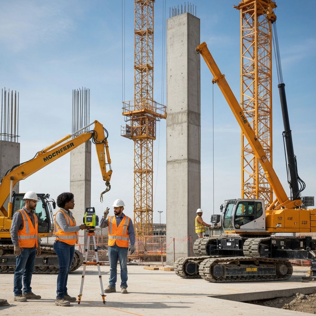 Modern construction site with technology